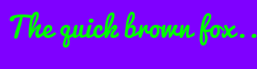 Image with Font Color 00FF00 and Background Color 7F00FF